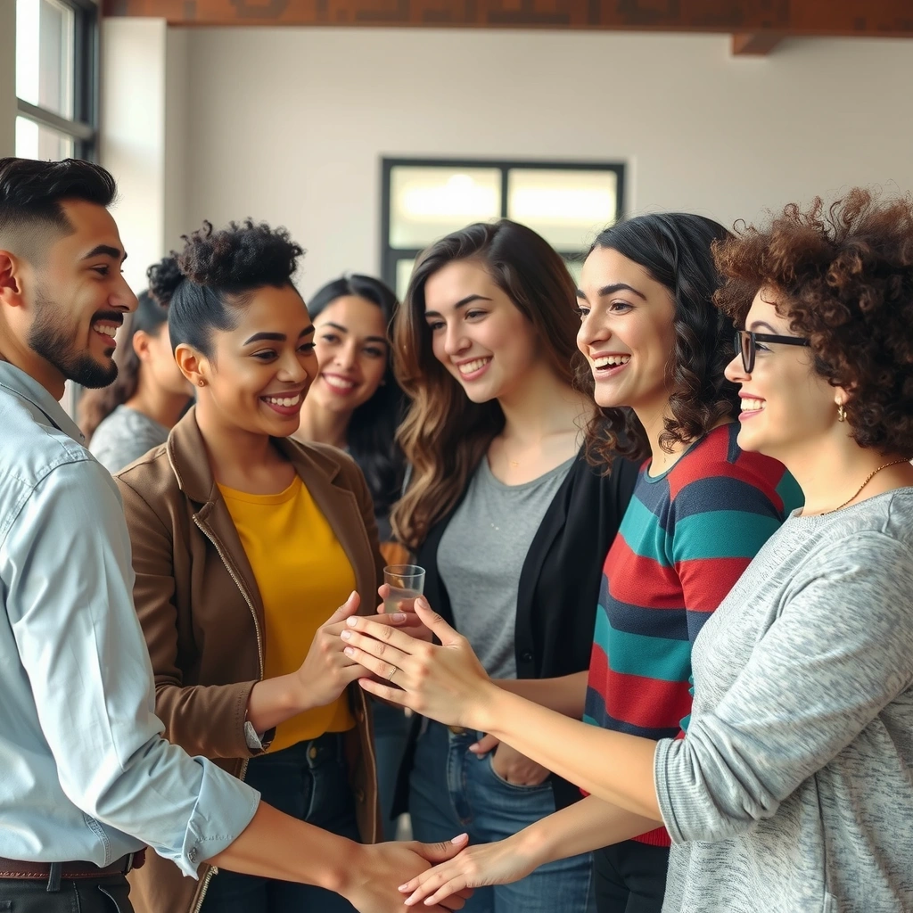 Diverse group of people connecting