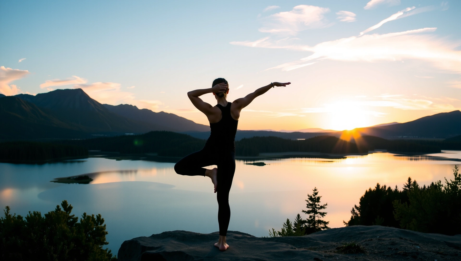 Serene yoga pose in a natural setting