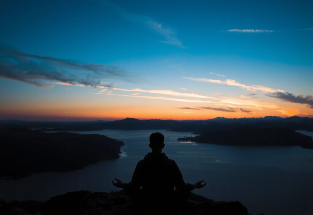 A person meditating peacefully in a serene setting, representing data privacy and tranquility.