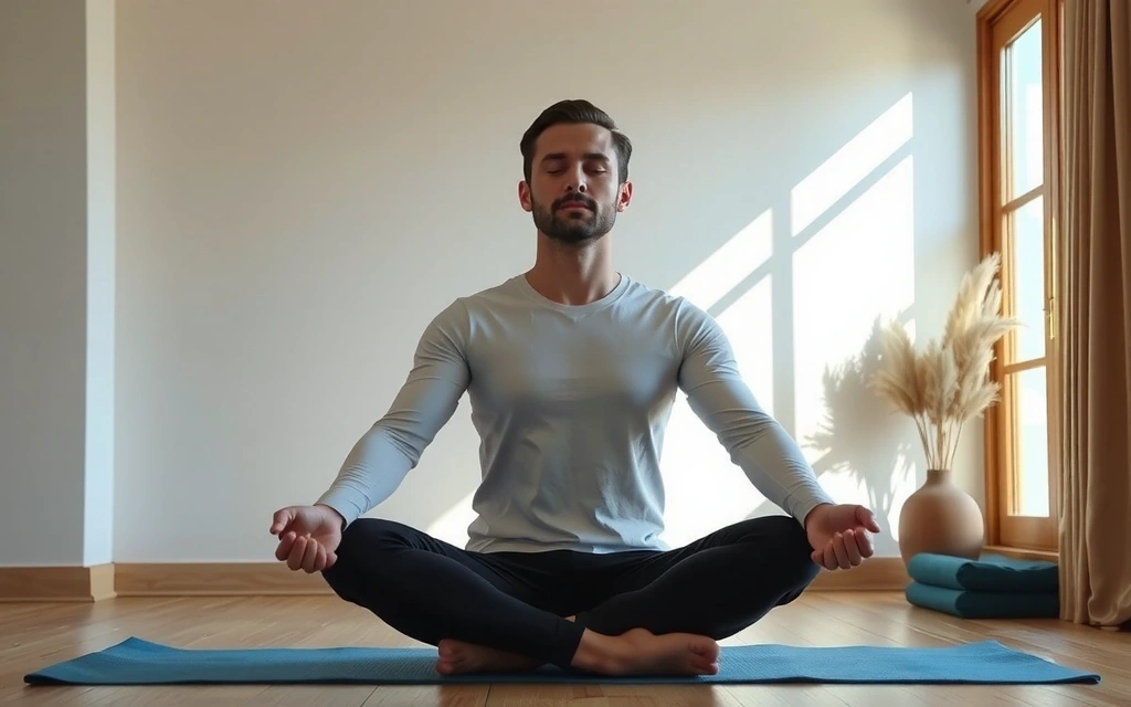 Yoga practitioner meditating in a peaceful studio, embodying acceptance and serenity
