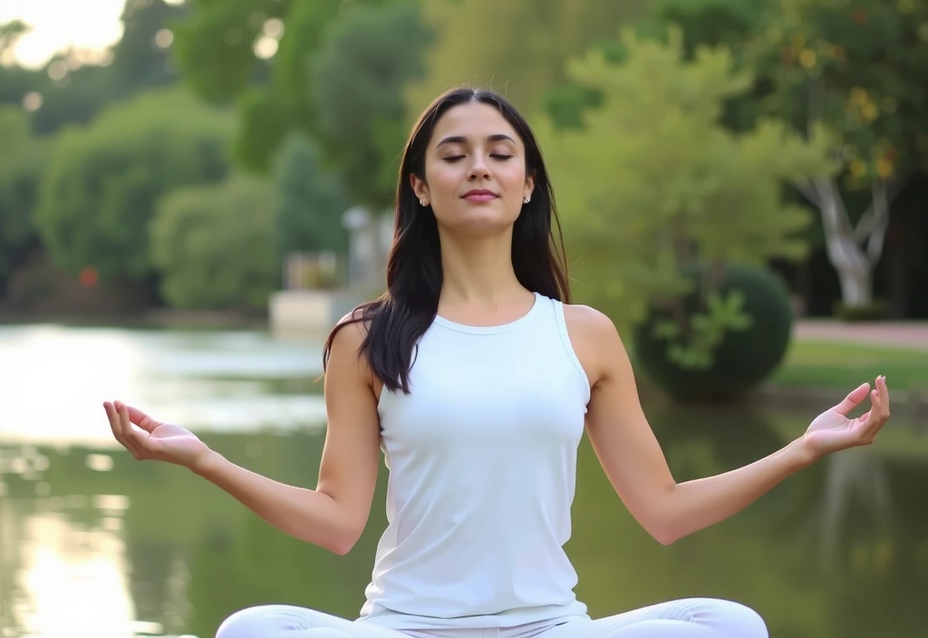Woman meditating in a serene environment, symbolizing peace and waiting